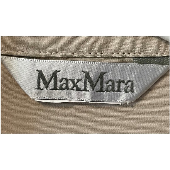 Max Mara Womens M Beige Silk Blend Button Down Blouse Long Sleeve Utility Shirt - Picture 3 of 8
